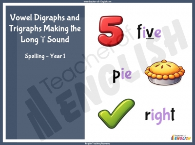 Vowel Digraphs and Trigraphs Making the Long 'i' Sound - Year 1